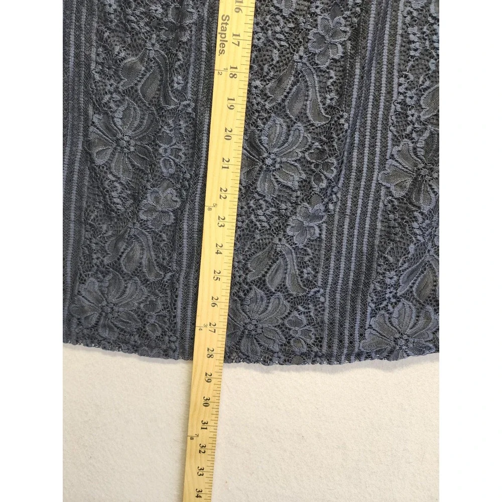 Christopher & Banks Womens XL Navy Blue Floral Lace Midi Skirt Elastic Waist - Picture 4 of 8